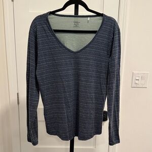 Toad&Co Women's Blue Long Sleeve Dot Pattern Top size XL